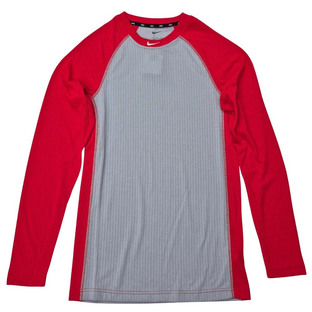 Nike Baseball Men’s S Long Sleeve Red Gray Warmup Practice Dri-Fit Shirt - NWT